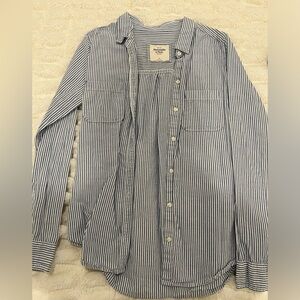 Blue and white Abercrombie flannel